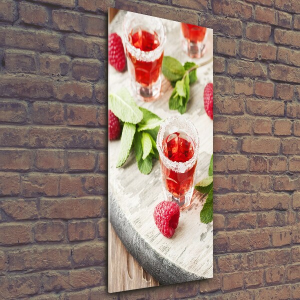Foto auf glas vertikales Himbeeren und Getränke