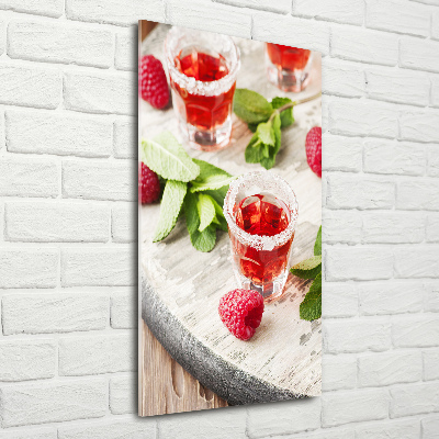 Foto auf glas vertikales Himbeeren und Getränke