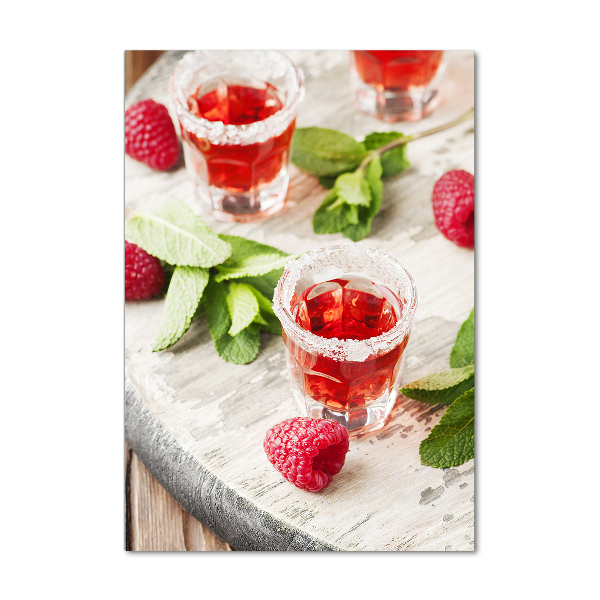Foto auf glas vertikales Himbeeren und Getränke