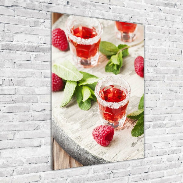 Foto auf glas vertikales Himbeeren und Getränke