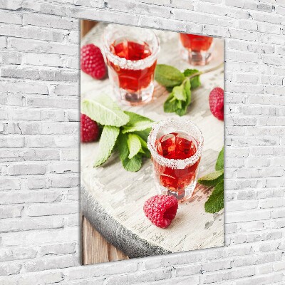 Foto auf glas vertikales Himbeeren und Getränke
