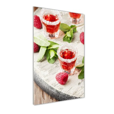 Foto auf glas vertikales Himbeeren und Getränke