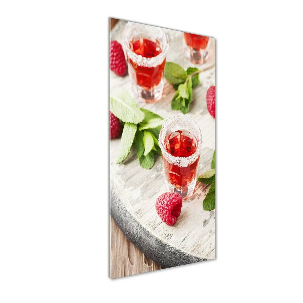 Foto auf glas vertikales Himbeeren und Getränke