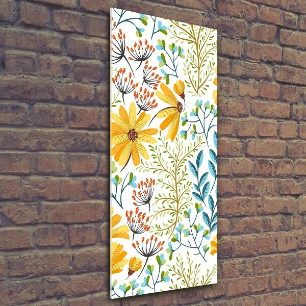 Glasbild vertikales Wildblumen