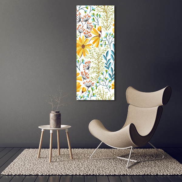 Glasbild vertikales Wildblumen
