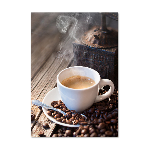 Glasbild vertikales Eine Tasse Kaffee