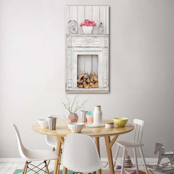 Bild aus glas vertikales Kamin aus Holz