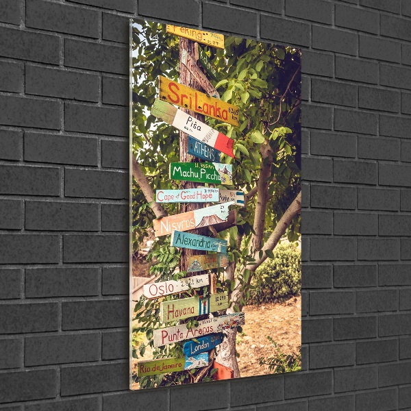 Bild aus glas vertikales Wegweiser