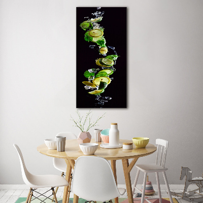 Glasbild vertikales Limetten und Zitronen