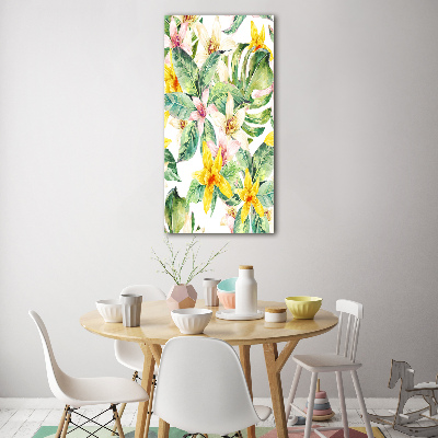 Glasbild vertikales Tropische Blumen