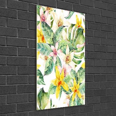 Glasbild vertikales Tropische Blumen