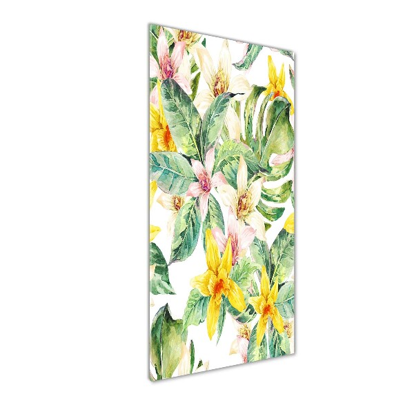 Glasbild vertikales Tropische Blumen