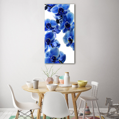 Glasbild vertikales Blaue Orchidee