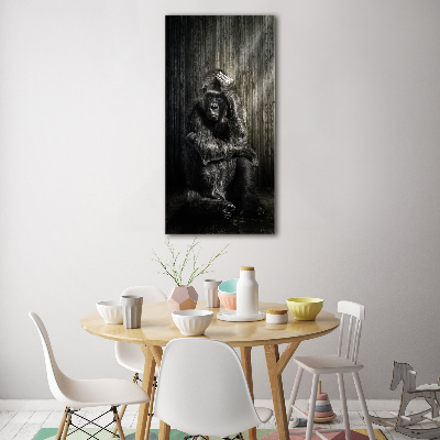 Glasbild vertikales Gorilla