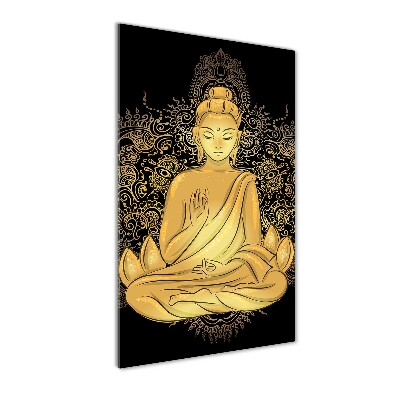 Glasbild vertikales Buddha und Mandala