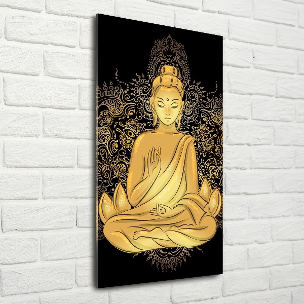 Glasbild vertikales Buddha und Mandala