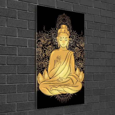 Glasbild vertikales Buddha und Mandala