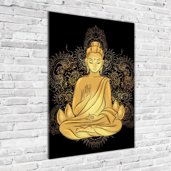 Glasbild vertikales Buddha und Mandala