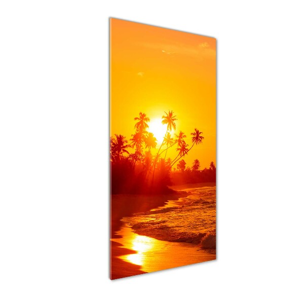 Glasbild vertikales Tropischer Strand