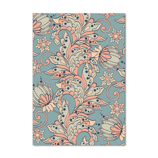 Foto auf glas vertikales Ethnische Blumen