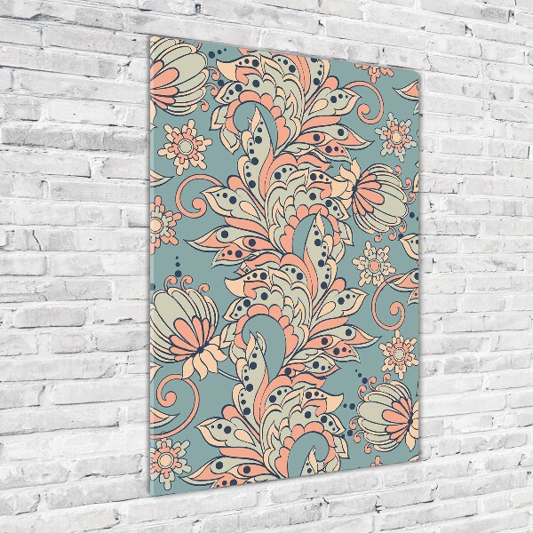 Foto auf glas vertikales Ethnische Blumen