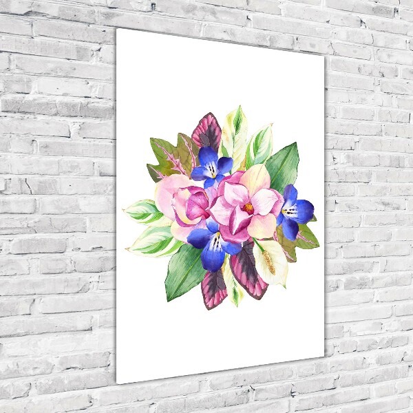 Glasbild vertikales Ein Blumenstrauß