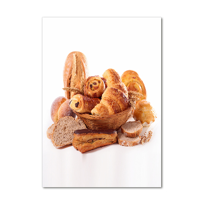 Glasbild vertikales Brot im Korb