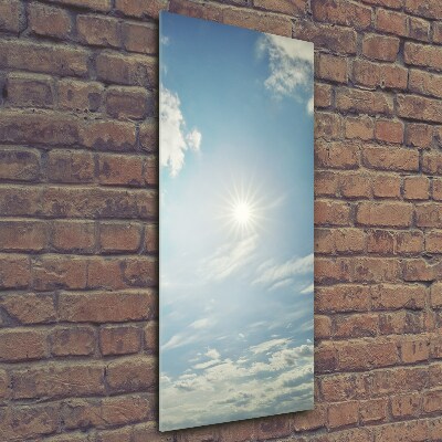 Glasbild vertikales Die Sonne am Himmel