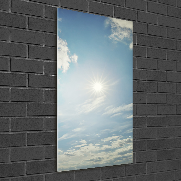Glasbild vertikales Die Sonne am Himmel