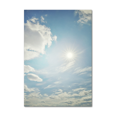 Glasbild vertikales Die Sonne am Himmel