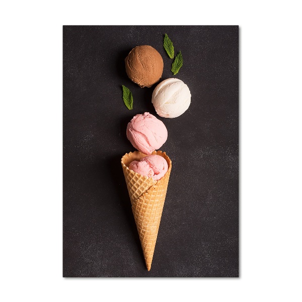 Foto auf glas vertikales Eiscreme in einer Waffeltüte