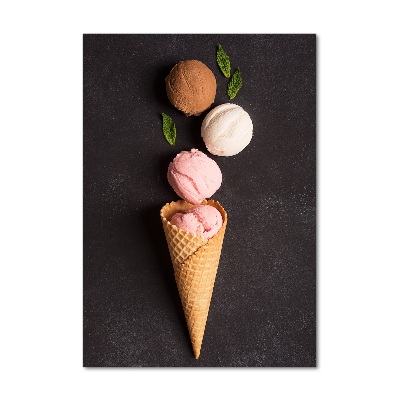 Foto auf glas vertikales Eiscreme in einer Waffeltüte