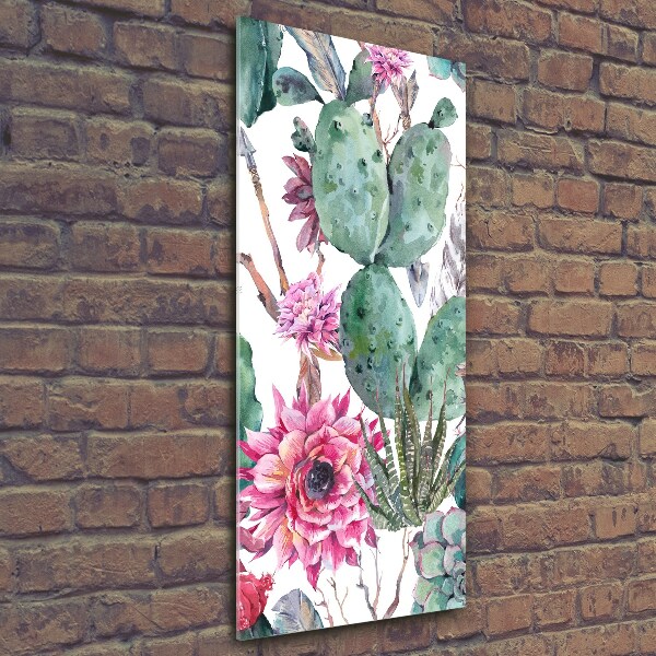 Glasbild vertikales Kakteen
