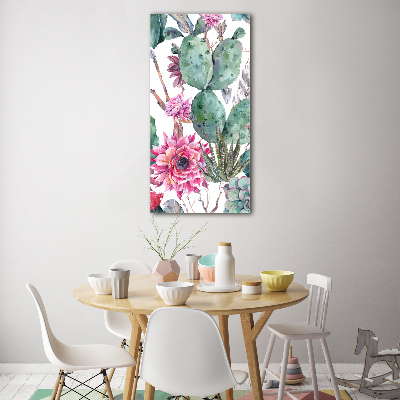 Glasbild vertikales Kakteen