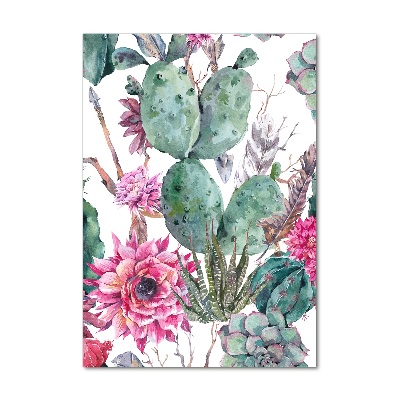 Glasbild vertikales Kakteen
