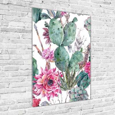 Glasbild vertikales Kakteen