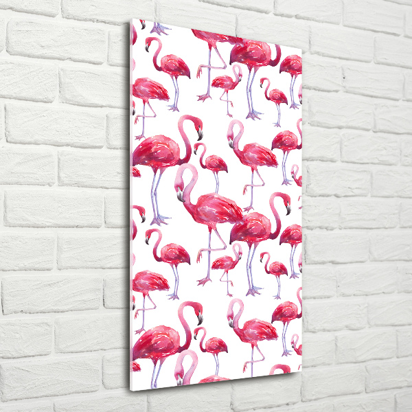 Foto auf glas vertikales Flamingos