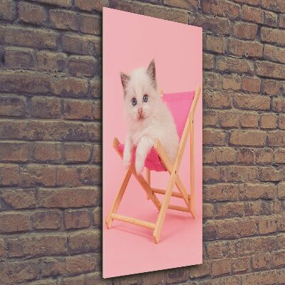 Bild aus glas vertikales Katze auf einem Liegestuhl