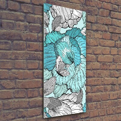 Glasbild vertikales Blumenmuster