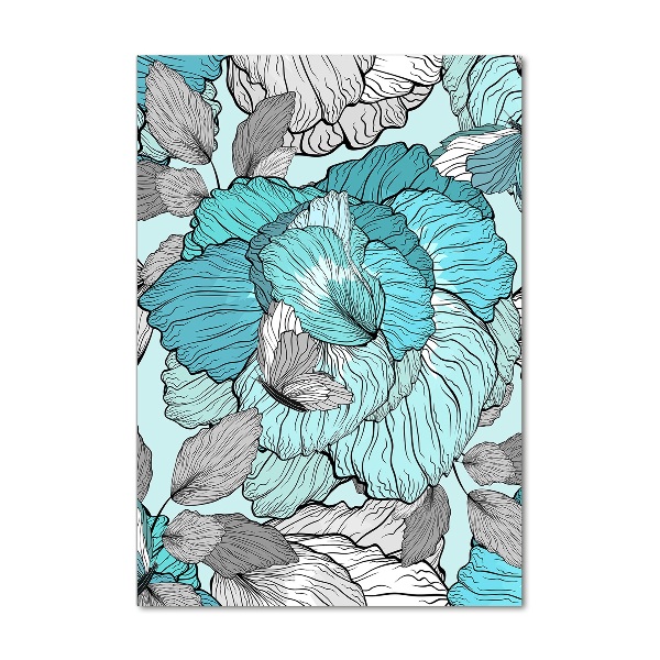 Glasbild vertikales Blumenmuster