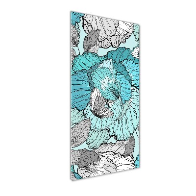 Glasbild vertikales Blumenmuster