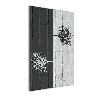 Bild aus glas vertikales Bäume an der Mauer
