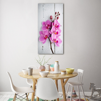 Glasbild vertikales Rosa Orchidee