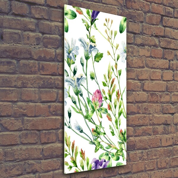 Glasbild vertikales Wildblumen