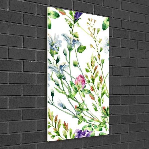 Glasbild vertikales Wildblumen