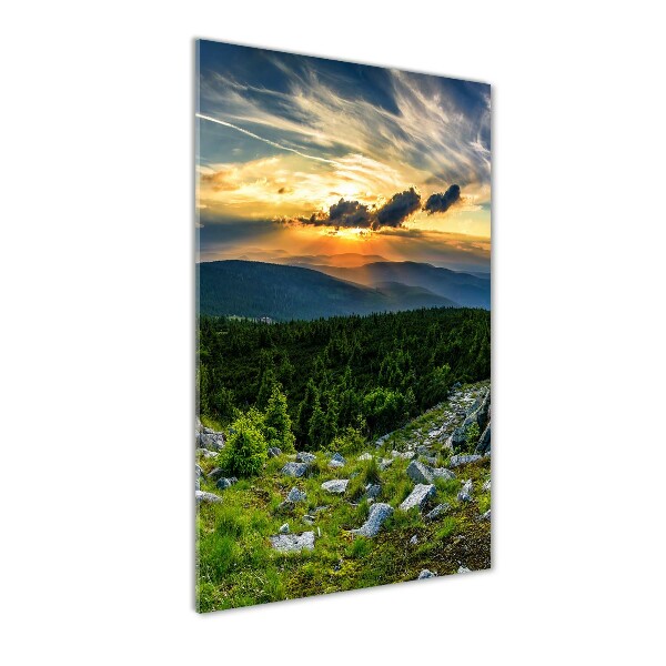 Foto auf glas vertikales Panorama der Berge