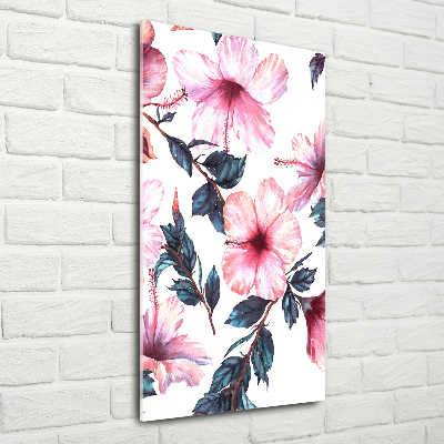 Glasbild vertikales Hibiskus
