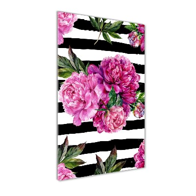 Glasbild vertikales Pfingstrosen