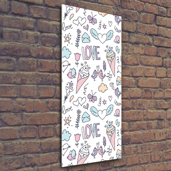 Glasbild vertikales Romantisches Muster