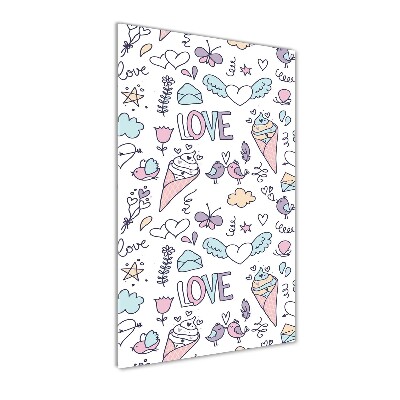 Glasbild vertikales Romantisches Muster